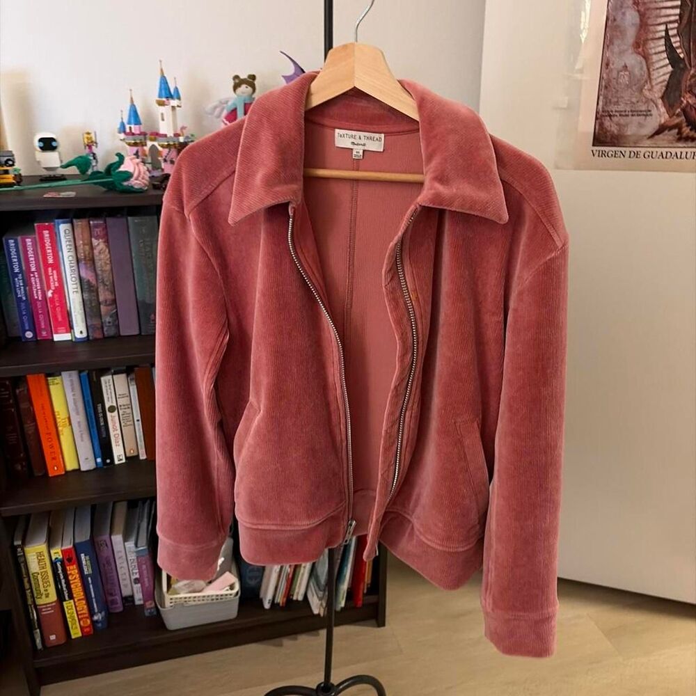 Madewell Texture & Thread Pink Zip Front Sweatshirt Jacket XS
